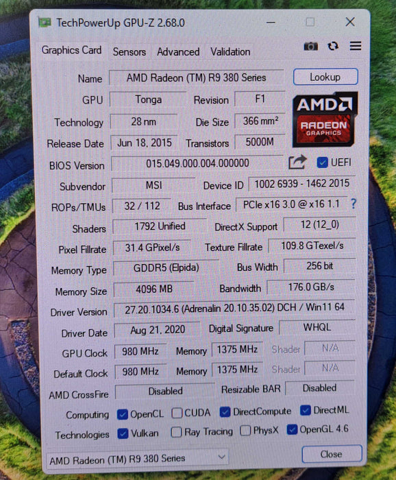 MSI AMD Radeon R9 380 4GB GDDR5 Graphics Card | R9 380 4GD5T OC )