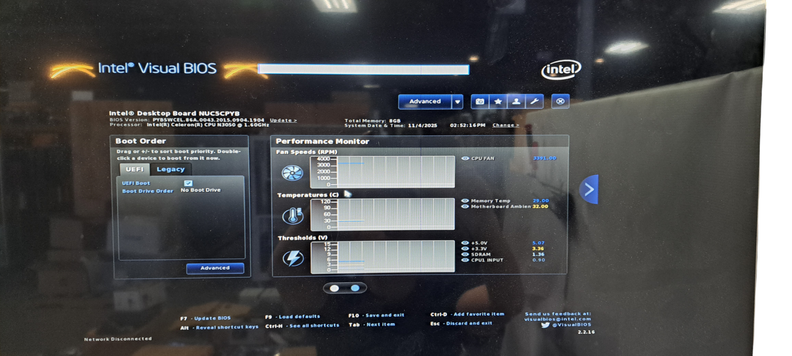 Intel NUC5CPYH Mini PC |Intel Celeron N3050 CPU| 8GB RAM DDR3| No HDD