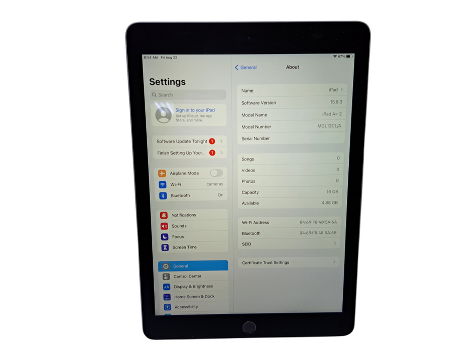 Apple iPad Air 2 A1566 Wi-Fi 16GB Space Grey 9.7" Tablet