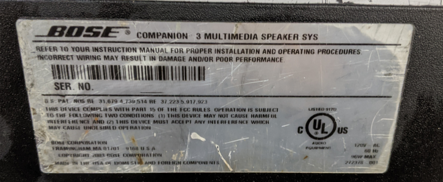 Bose Companion 3 Multimedia Speaker System | Subwoofer Only | *READ*