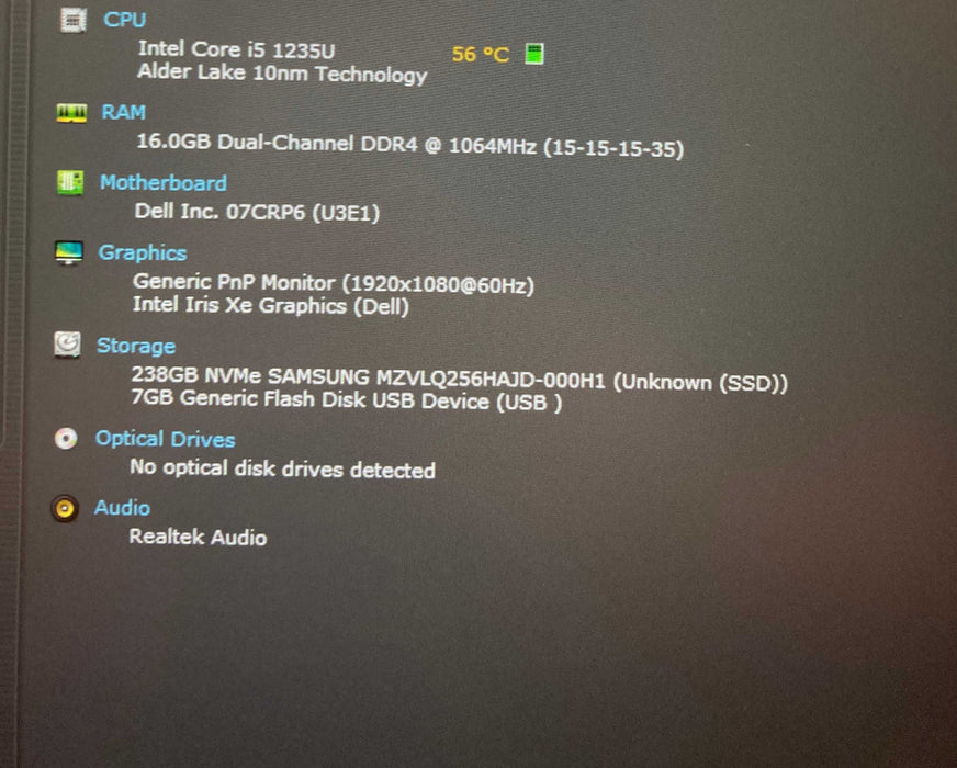 Dell Latitude 5330 Core i5-1235U@1.3GHz 16GB RAM 256GB SSD READ  Lap200