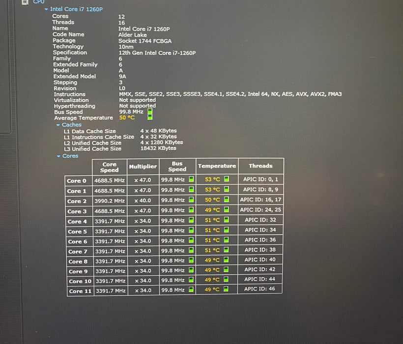 Lenovo ThinkPad T16 Gen 1 Core i7-1260P@2.10GHz 16GB RAM 256GB SSD  Lap200