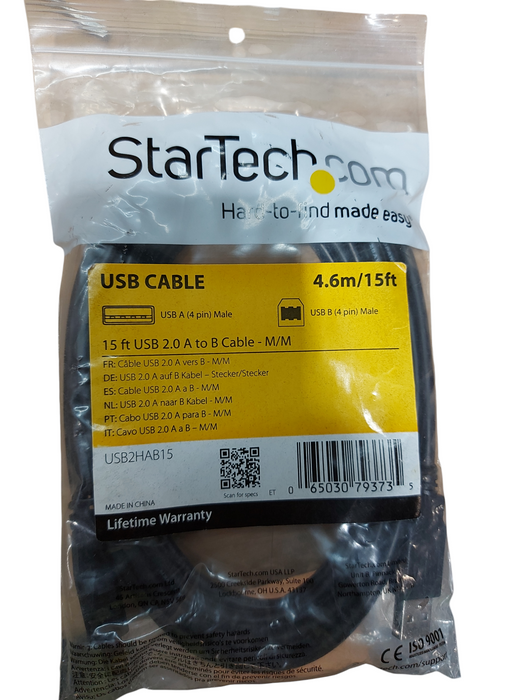 Lot 6x Startech USB 2.0 A TO B CABLE 15FT