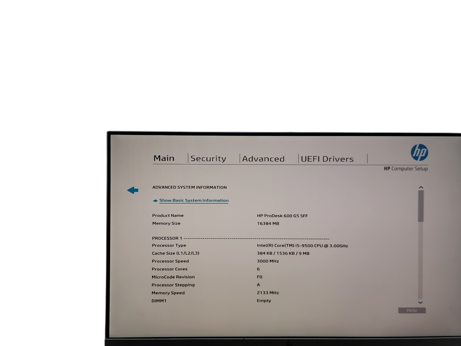 HP ProDesk 600 G5 SFF SFF i5 - 9500 @ 3.00GHz 16GB DDR4 Ram θ