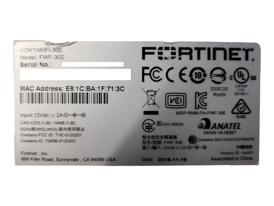 Fortinet FortiWiFi 30E Network Security Firewall, FWF-30E, Factory Reset