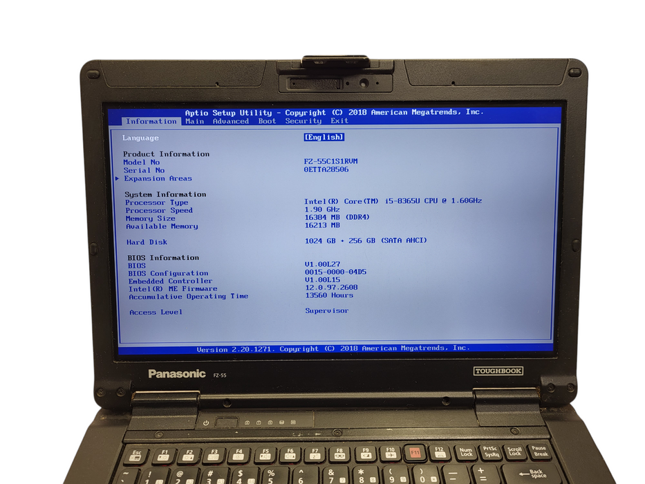 Panasonic ToughBook FZ-55 Touch i5-8365U 16GB RAM 1TB+256GB SSDs 13560HRS  $ Lap200