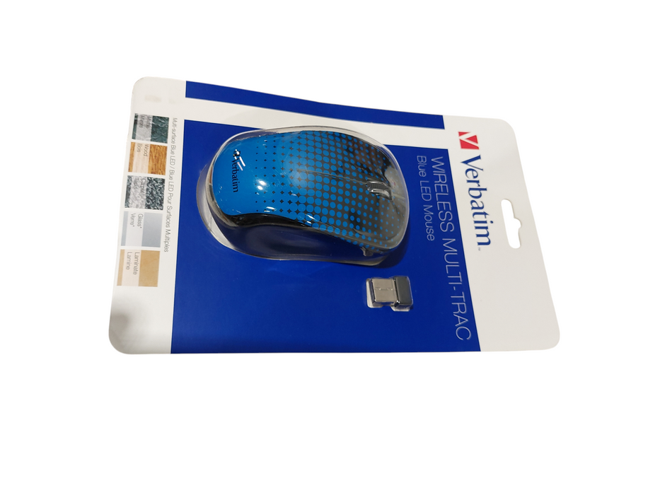 Verbatim Multi-Trac Wireless Blue LED Mouse Blue Spotted ( New )  =