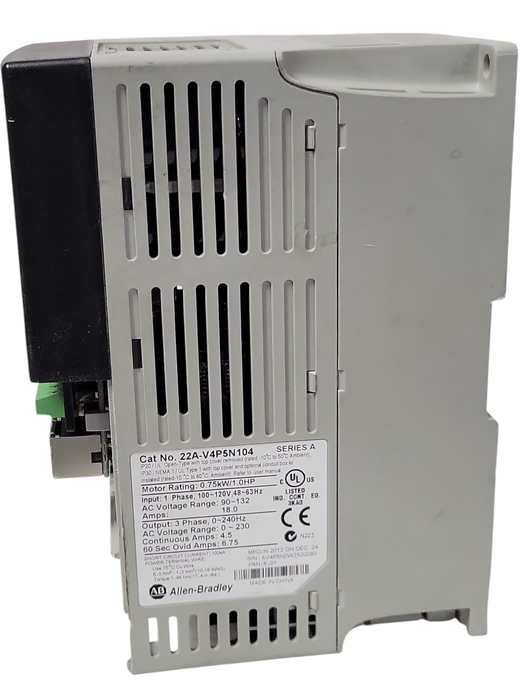 Allen Bradley 22A-V4P5N104 PowerFlex 3PH 0.75KW/.01HP, READ _