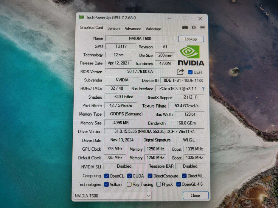 NVIDIA PNY Quadro RTX T600 4GB PCI Express Low profile Graphics Card  $