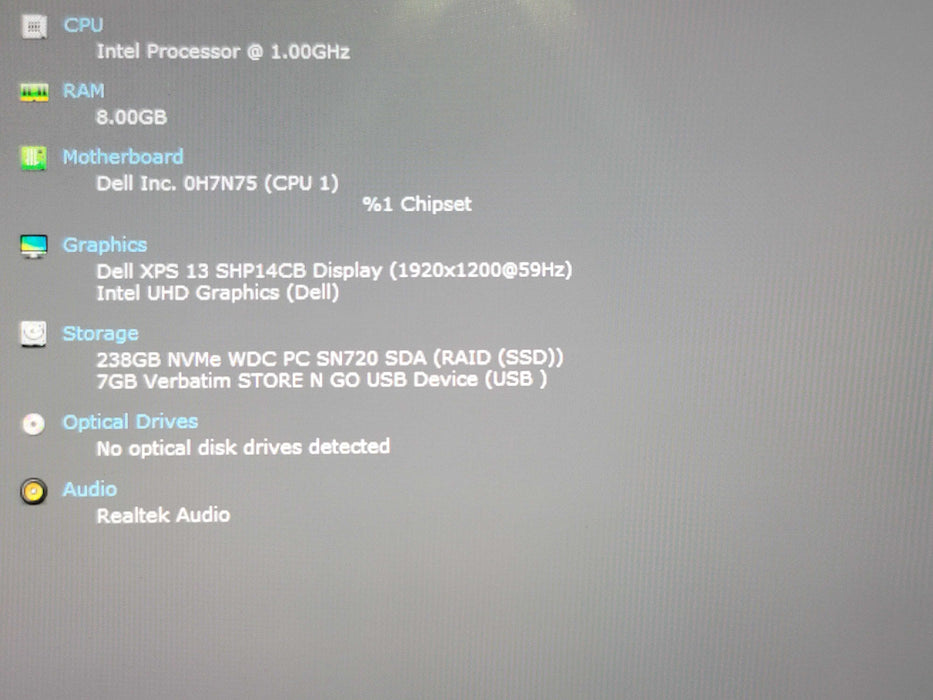 Dell XPS 13 9300 i5-10310U 8GB RAM 256GB SSD FOR PARTS/REPAIR  β Lap200