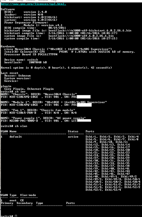 Cisco N3K-C3064PQ-10GE Switch 48 Port 10 Gigabit Ethernet SFP+ 4 QSFP+ w/ 1x PSU Q$