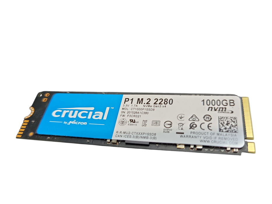 1TB m.2 NVMe 2280 SSD | 95% And Above Health | Crucial Micron Q&