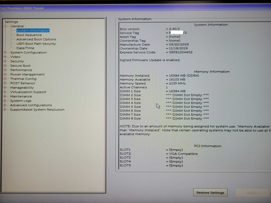 DELL Precision 5820 Xeon W-2123 3.6GHz 16GB RAM 2TB HDD Radeon PROwx7100 _