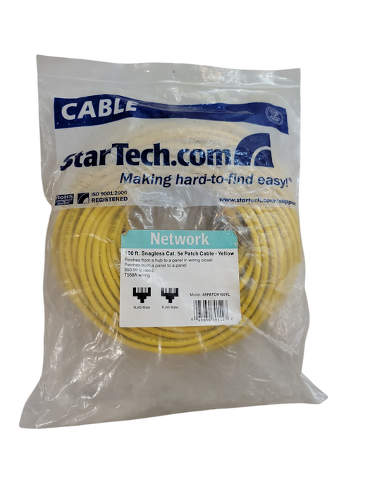 Cat 5E Cable - 100ft/30.5m - Yellow Snagless Patch Cable Q%	 %