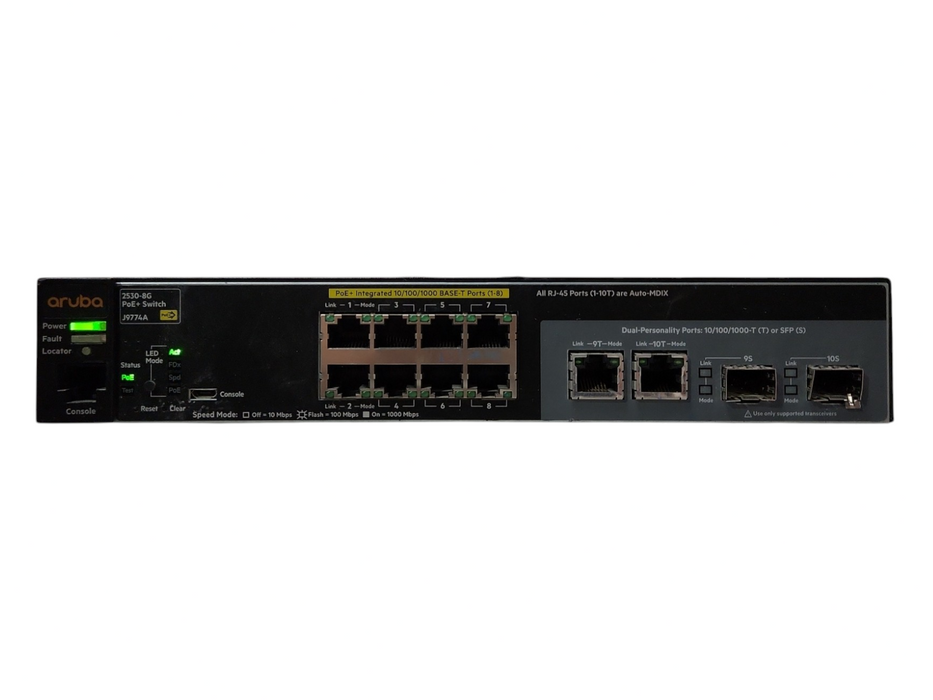 Aruba 2530-8G PoE+ J9774A | 8-Port Gigabit PoE+ Network Switch, Dual Uplink