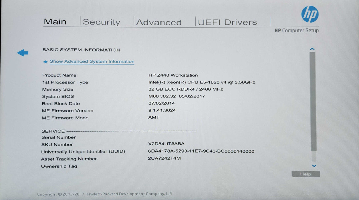 HP Z440 Workstation, Xeon E5-1620v4 3.50GHz, 32GB DDR4, M2000, No HDD