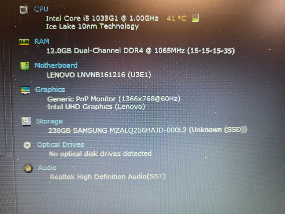 Lenovo IdeaPad 3 15IITL05 Core i5-1035G1 @ 1GHz 12GB DDR4 256GB SSD $ Lap200