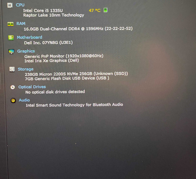 Dell Latitude 3540 Core i5-1335U@1.30GHz 16GB RAM 256GB SSD  Lap200