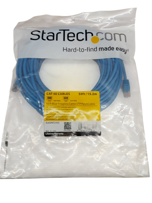LOT 2x StarTech 50ft Blue CAT5e Snagless Ethernet Cables