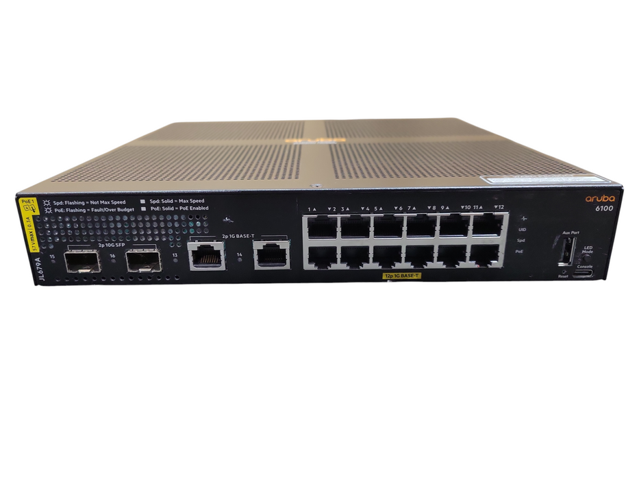 HPE Aruba JL679A 6100 12x 1GB RJ45 PoE & 2x 10GB SFP+ Ports Ethernet Switch !
