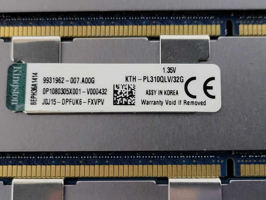 Lot of 12x Kingston KTH-PL310QLV/32G 32GB PC3-8500 ECC RDIMM Server RAMs _