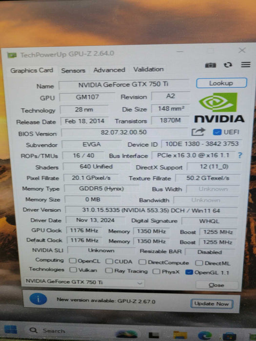 EVGA GeForce GTX 750Ti Superclocked 2GB PCIE %
