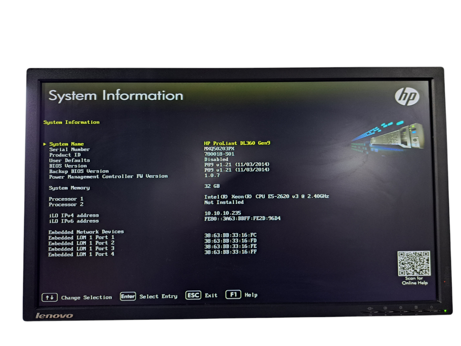 HP DL360 Gen9 1U Server 2x Xeon E5-2640 v3 @2.60GHz, 64GB DDR4, P440ar