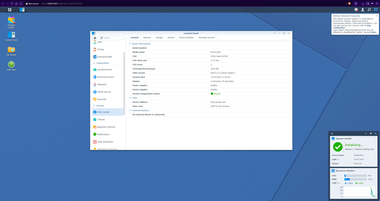 Synology RS2212RP+ 10x Bay NAS Server w/ 3x4TB & 5x 1TB HDDs
