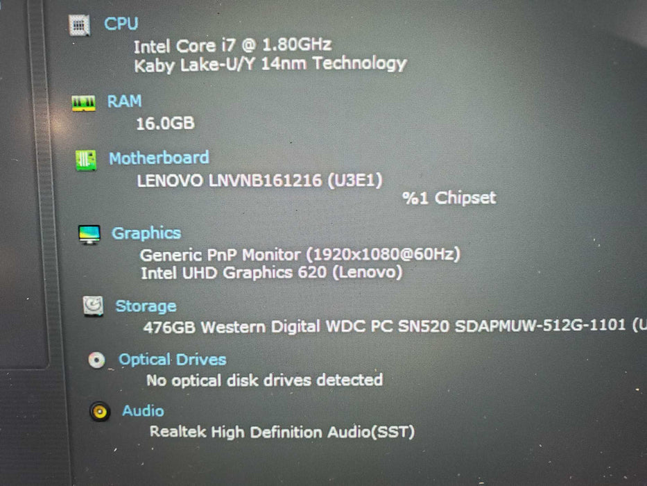 Lenovo ThinkBook 13S IWL 13.3" i5-8565U 1.8GHz 16GB RAM 512GB NVME  Lap200