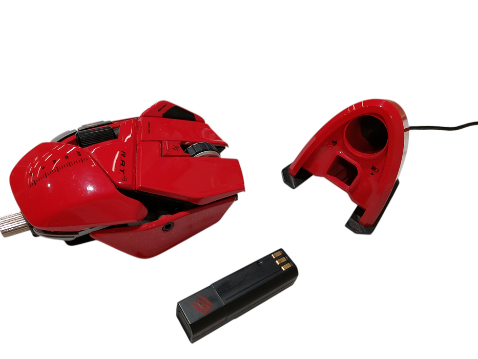 Red Wireless Gaming Mouse Mad Catz R.A.T. 9 Art No: 43709 With Battery Hub  =