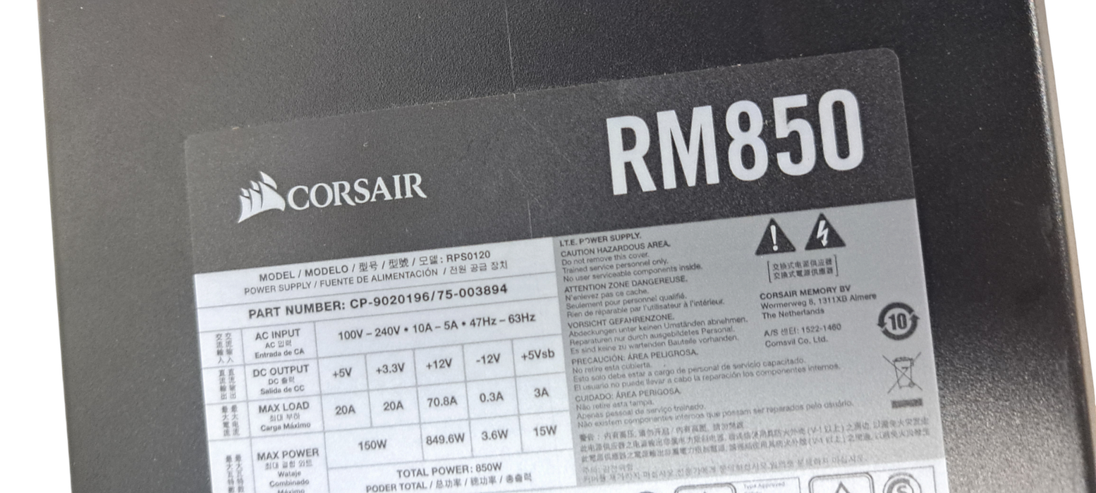 CORSAIR RM850x Fully Power Supply Unit| No Cabl;es