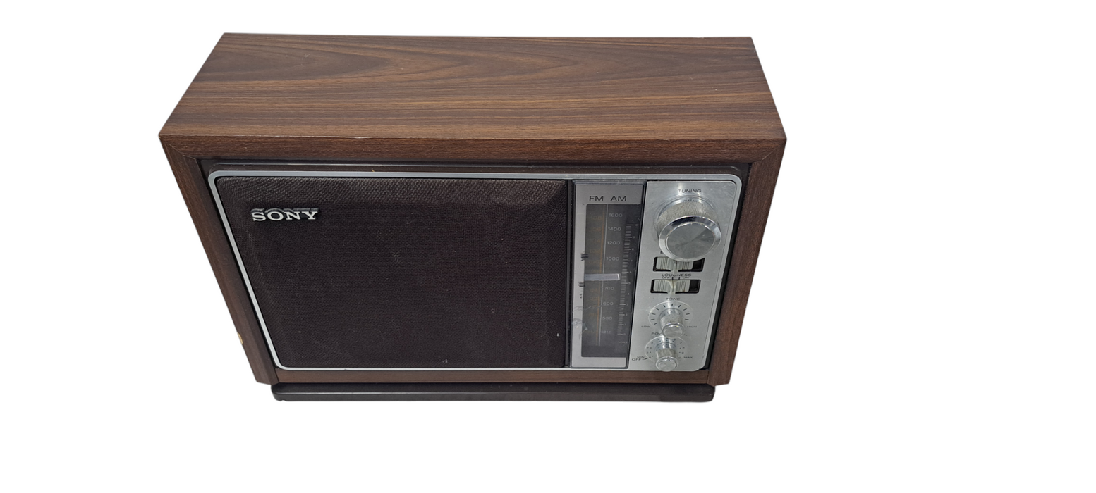 Vintage Sony ICF-9740W 2-Band AM/FM Radio Simulated Wood Cabinet | READ