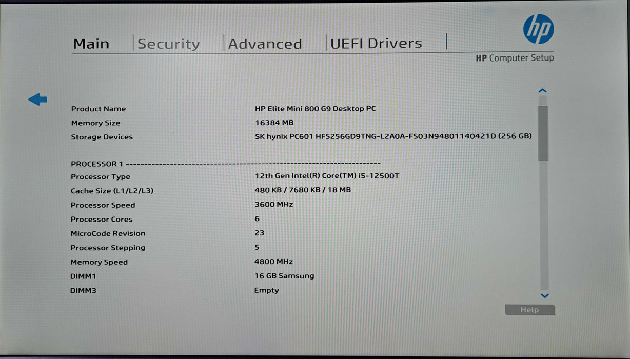 HP Elite Mini 800 G9 Desktop | Intel Core i5-12500T, 16GB DDR5, 256GB NVMe )