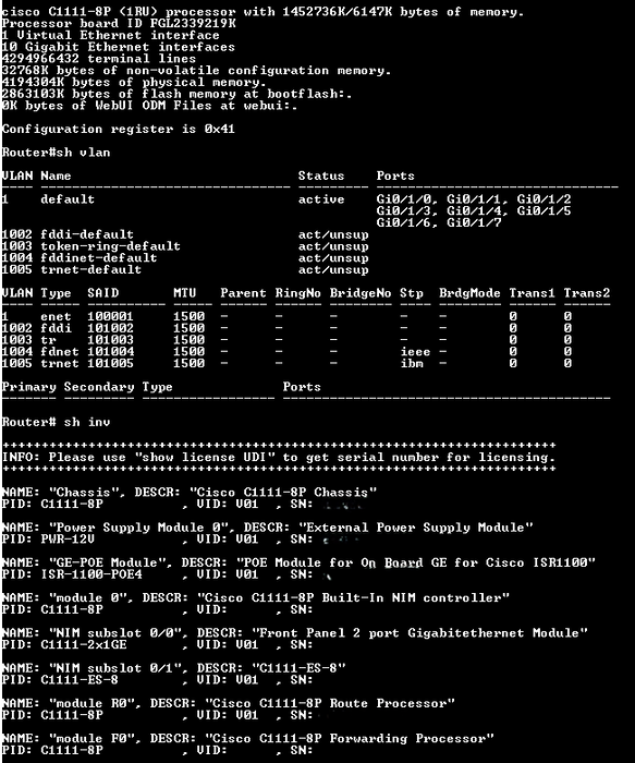 Cisco C1111-8P Series Integrated Services Router No AC