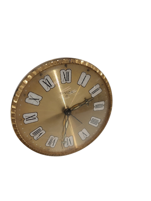 Vintage Brass Alarm Clock SWIZA 8  Swiss Made  =