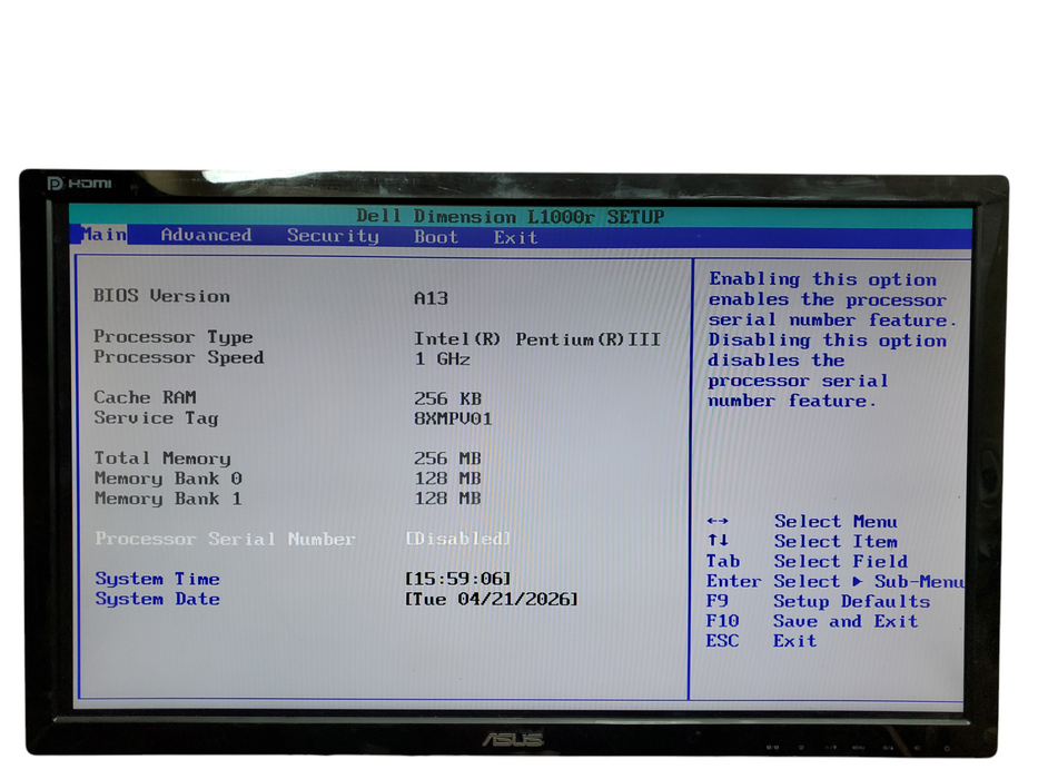 Vintage Dell Dimension L1000r Retro PC Pentium III, 256MB RAM, No HDD/OS