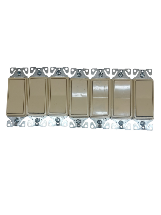 LOT 7x Single Pole Decorator Ivory Light Switch P/N 7501V-C