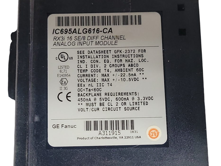 New GE FANUC IC695ALG616-CA RX3i 16 SE/8 DIFF CHANNEL ANALOG INPUT MODULE _