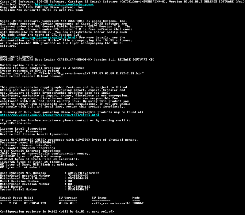 Cisco WS-C3850-12S-E V02 | 12-Port SFP Ethernet Network Switch | 2x PSU w/ !