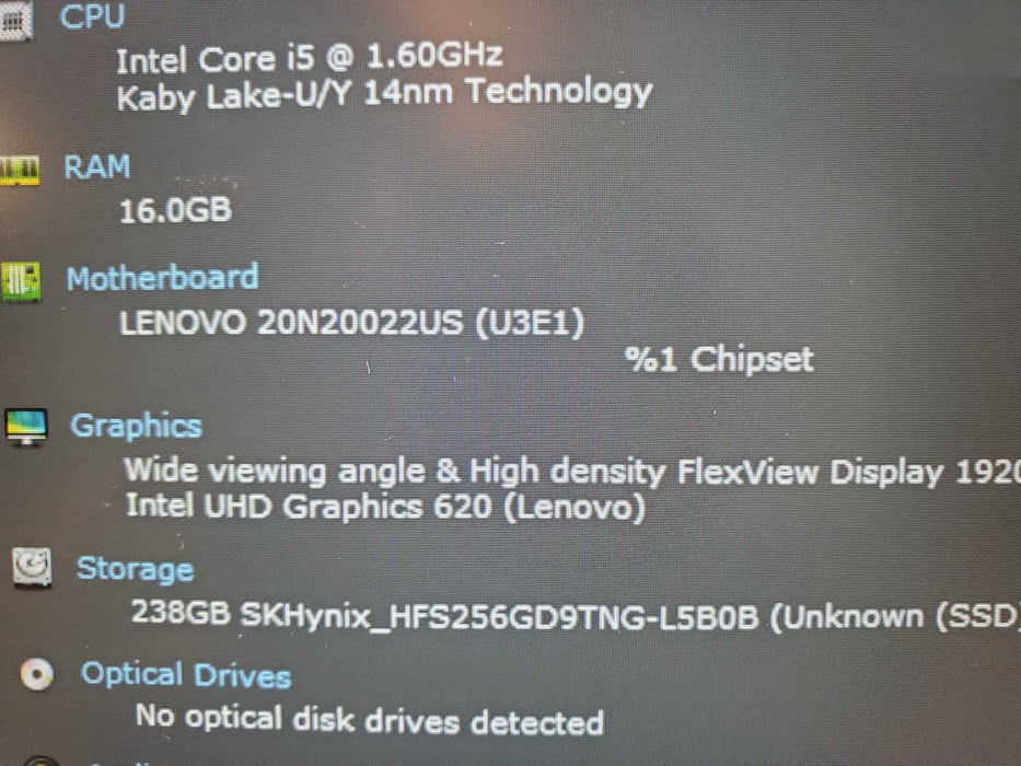 Lenovo ThinkPad T490 i5-8265U 16GB DDR4 256GB SSD  Lap200