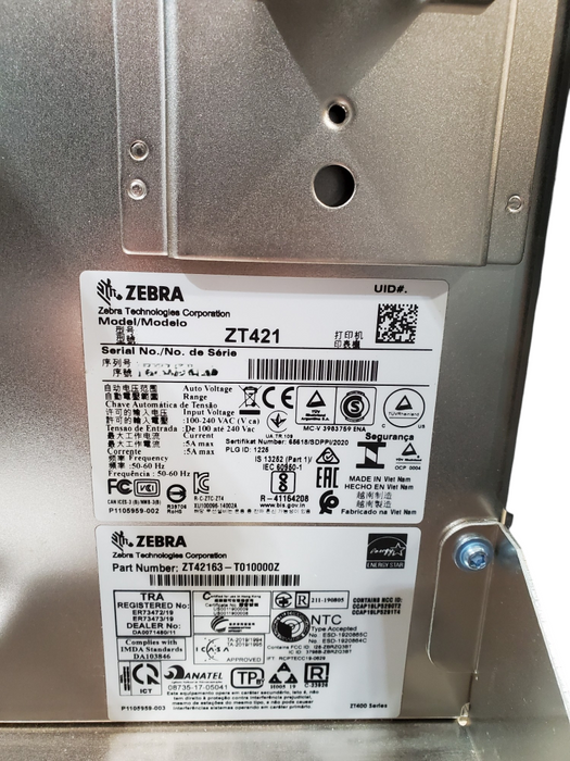 Zebra ZT421 Industrial Wide Thermal Label Printer - ZT42163-T010000Z *READ*