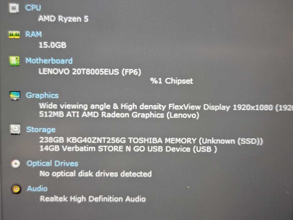 Lenovo ThinkPad E15 Gen 2 Ryzen 5 4500U 16GB RAM 256GB NVMe READ β Lap200