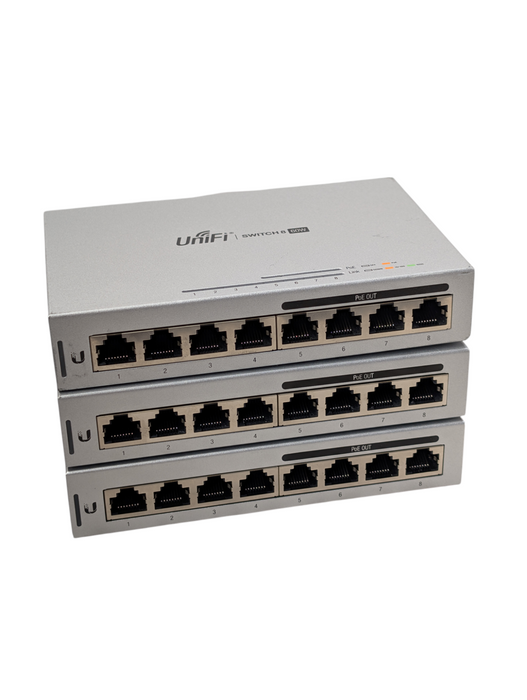 Lot of 3x Ubiquiti UniFi 8-Port Managed Gigabit 802.3af PoE US-8-60W -
