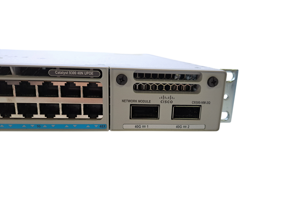 Cisco C9300-48UN-A V02 | 48-Port UPoE Network Switch w/ C9300-NM-2Q, 2x PSU )