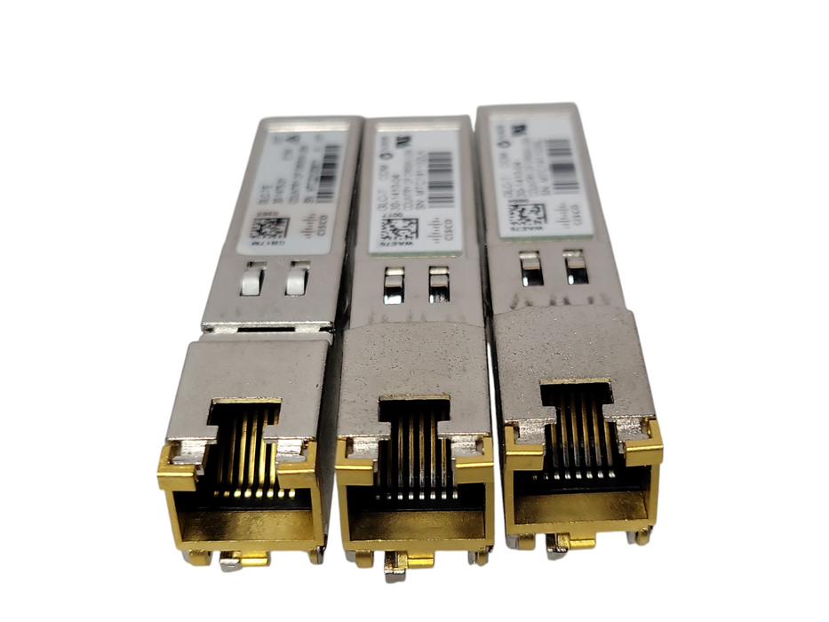 Lot of 3x Cisco (2x GLC-T and 1x GLC-TE) 1000 BASE-T SFP Copper RJ-45 Transce _