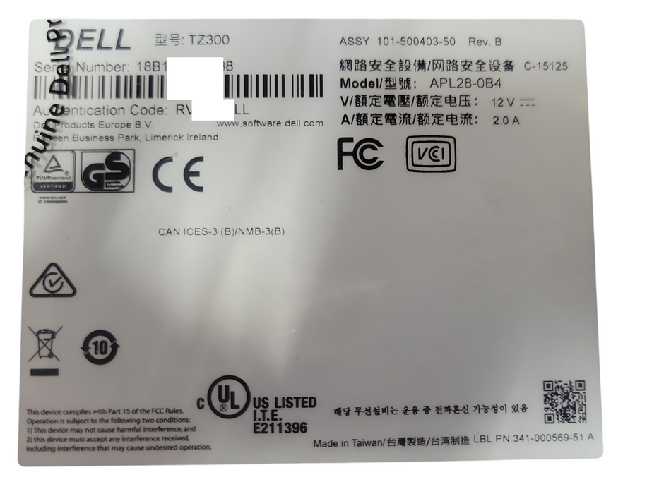 DELL SonicWall TZ300 Network Security Appliance Part Number: APL28-0B4 Q_