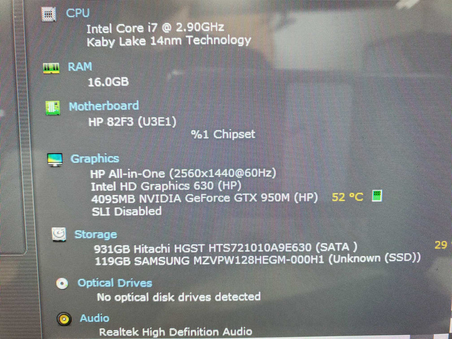 HP-ENVY 27-B114 Touch-Screen All-In-One-27" Intel i7-16GB-128GB SSD 1TB HDD
