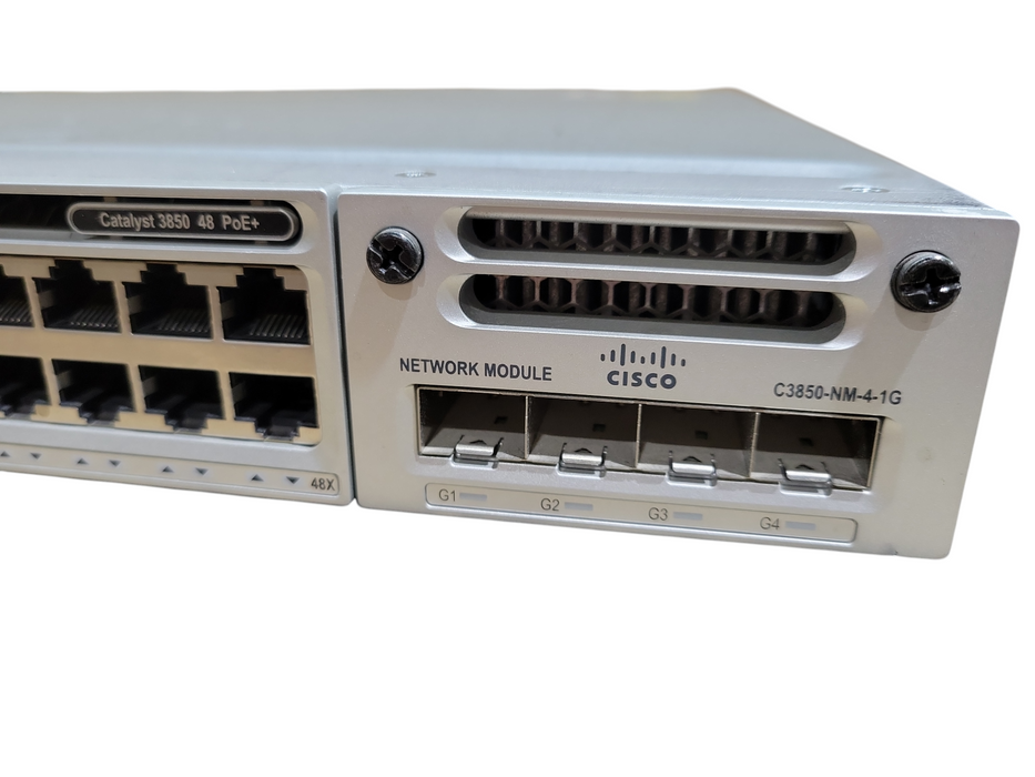 Cisco Catalyst 3850 48 PoE+ Switch WS-C3850-48P-E w/ C3850-NM-4-1G !