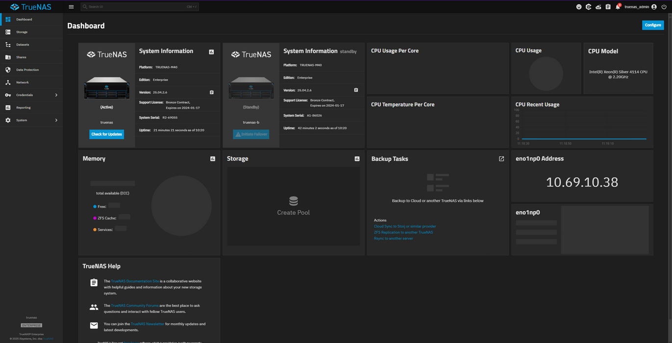 iXsystems TrueNAS M40 4U Unified Storage Appliance 44TB (22x2TB) SAS