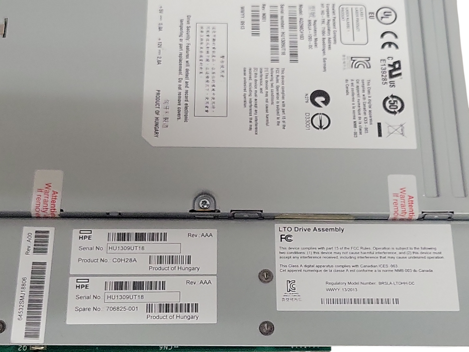 HP LTO-6 FC 8GB 706825-001 C0H28A AQ298C TAPE DRIVE _